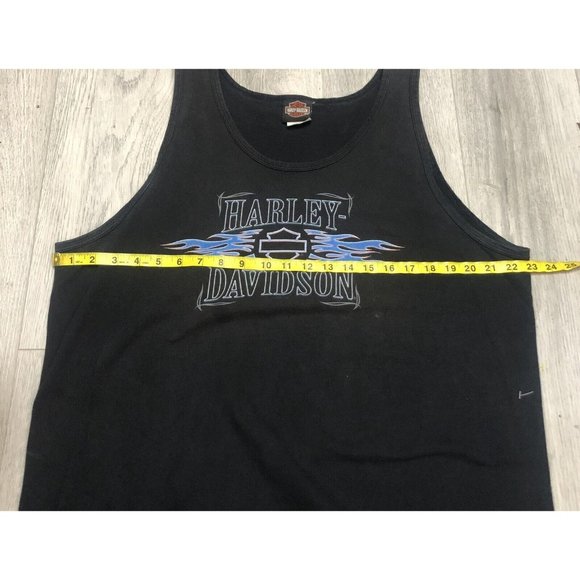 Harley Davidson Motorcycles Black Tank Top New Castle DE. - Size XL Made In USA - Picture 7 of 8